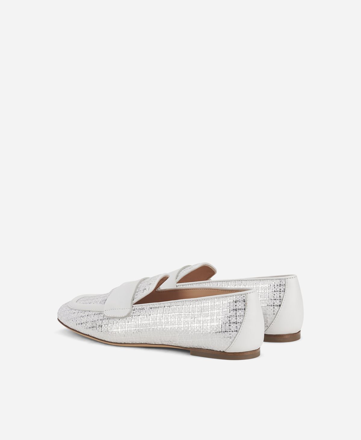 moca♡　0714 Raffia-effect moccasin Silver Sheryl Raffia | AGL Shoes