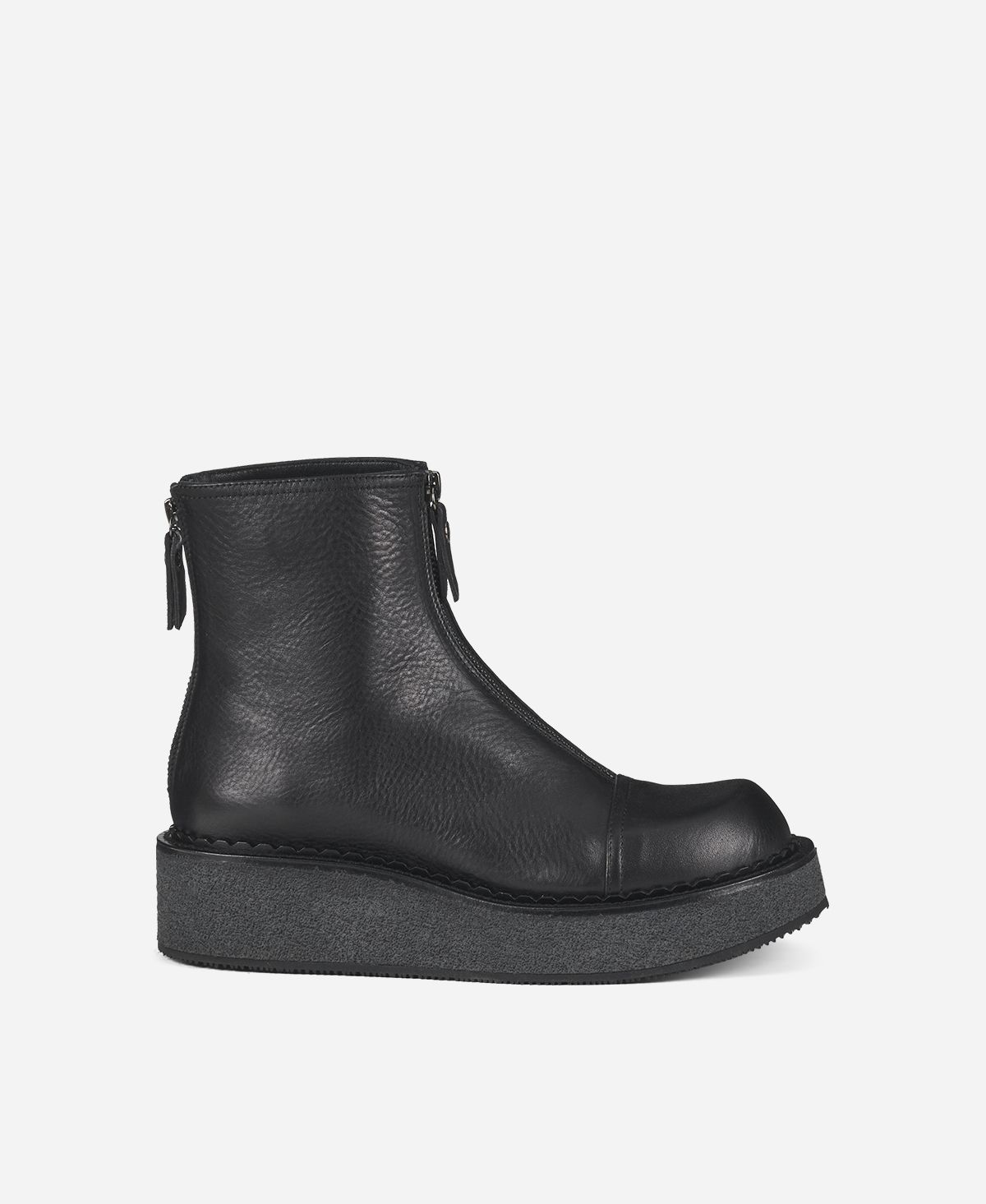 Leather ankle boot with zippers Black Linfa Lowboot | AGL Shoes