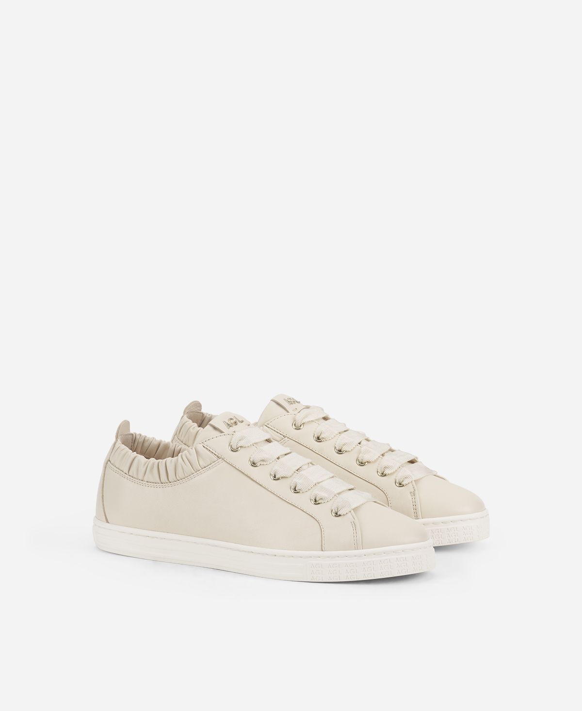Leather sneaker with elastic Ivory Suzie | AGL Shoes