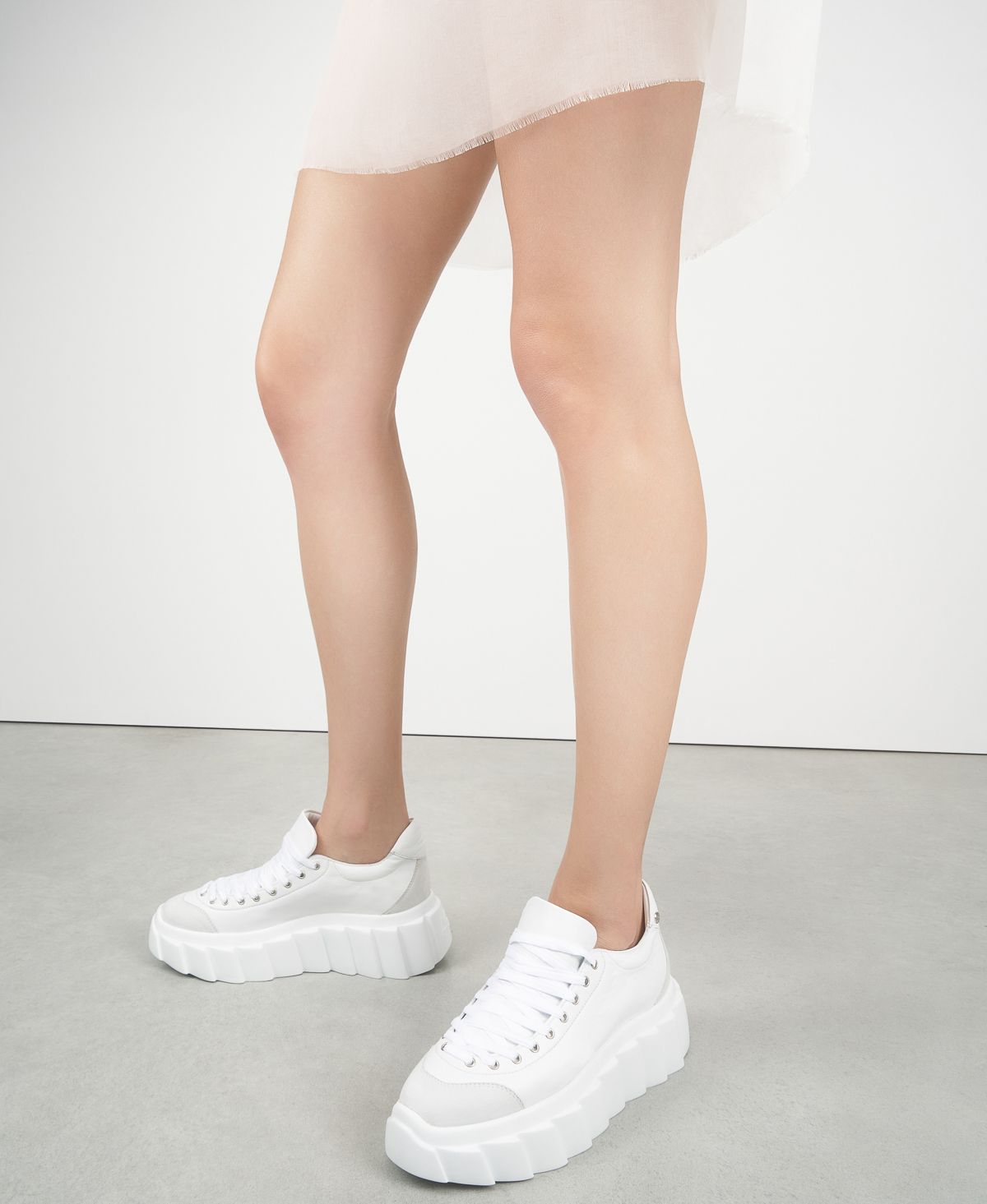 Leather sneaker White Blondie Ties | AGL Shoes