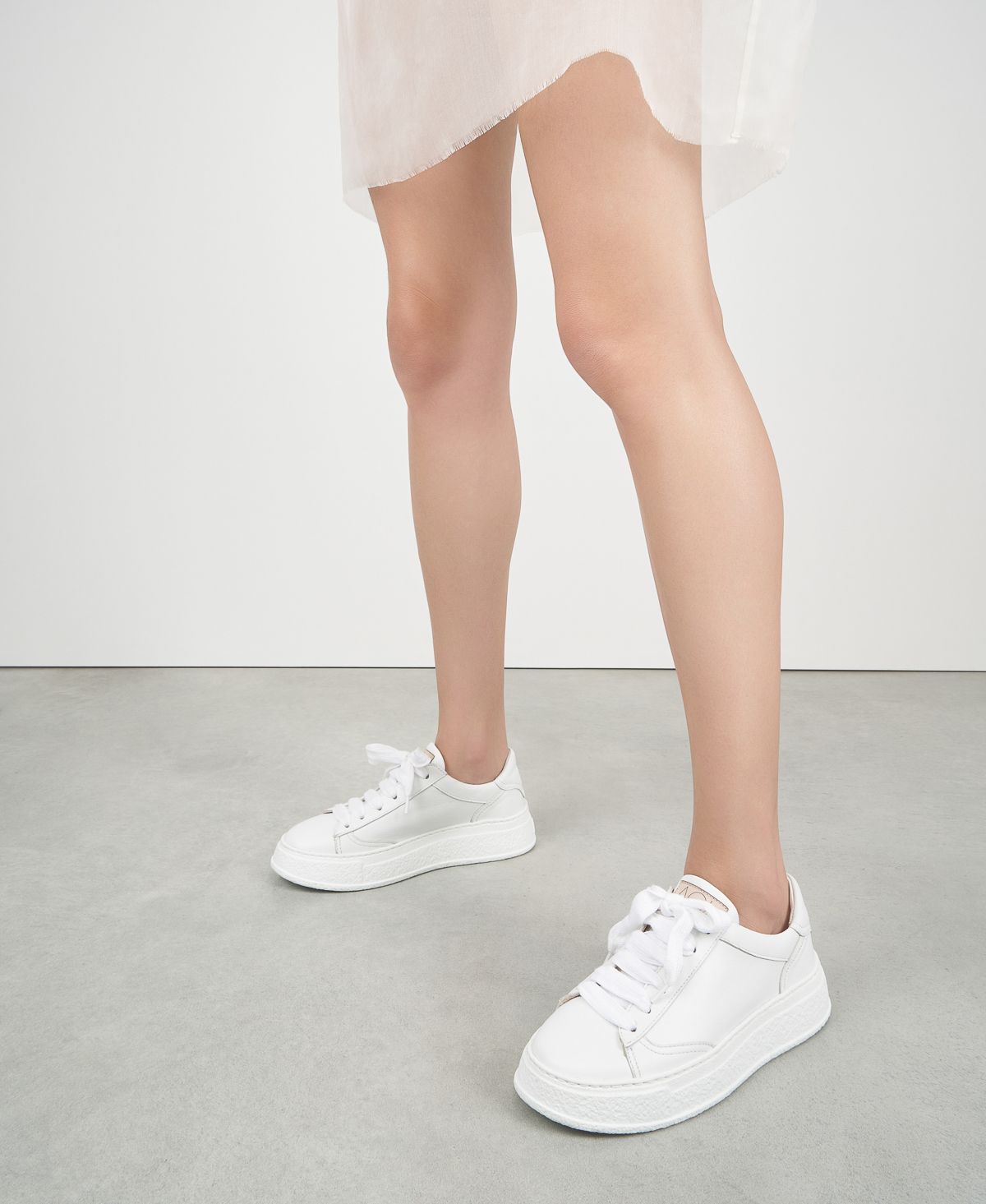 Leather sneaker White Giuly Lace Up | AGL Shoes