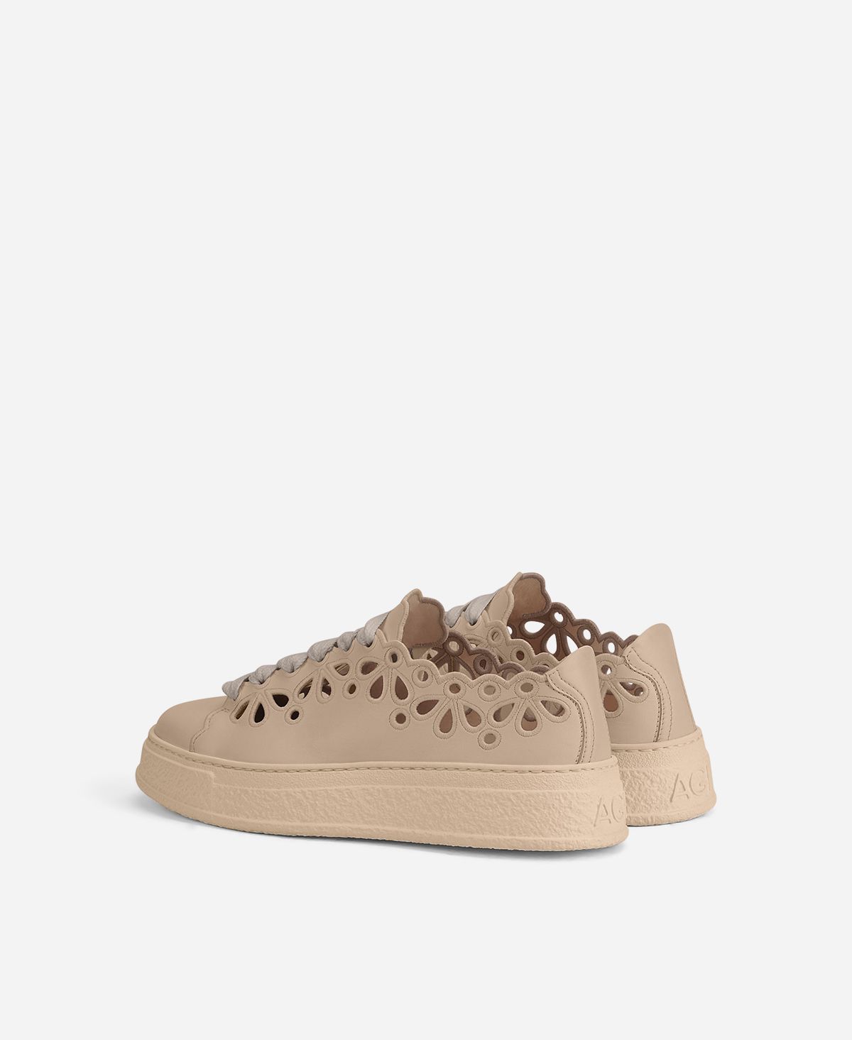 Sneaker with floral pattern Beige Giuly Embroidery | AGL Shoes