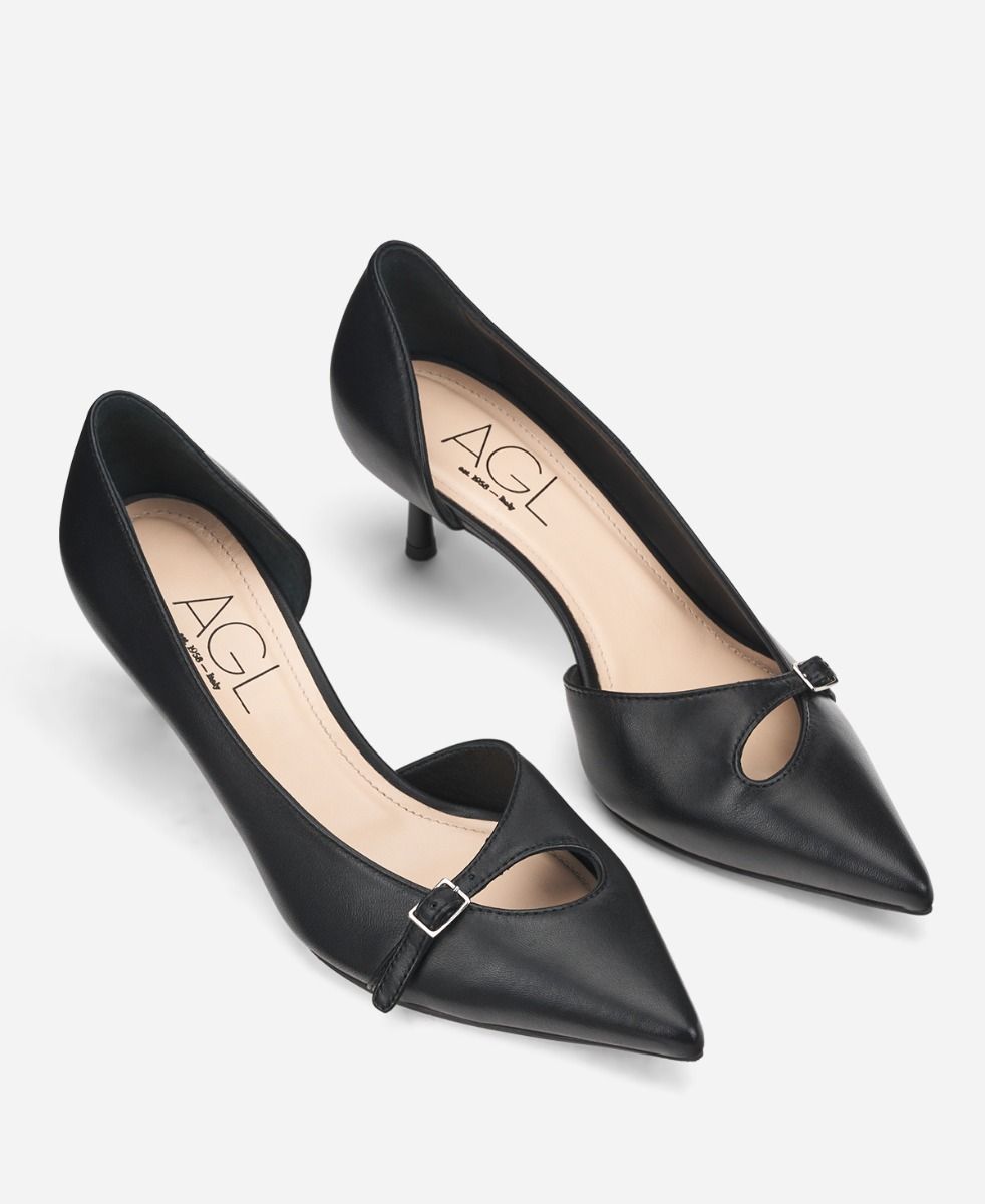 Asymmetrical pump Black Stana Pump | AGL Shoes