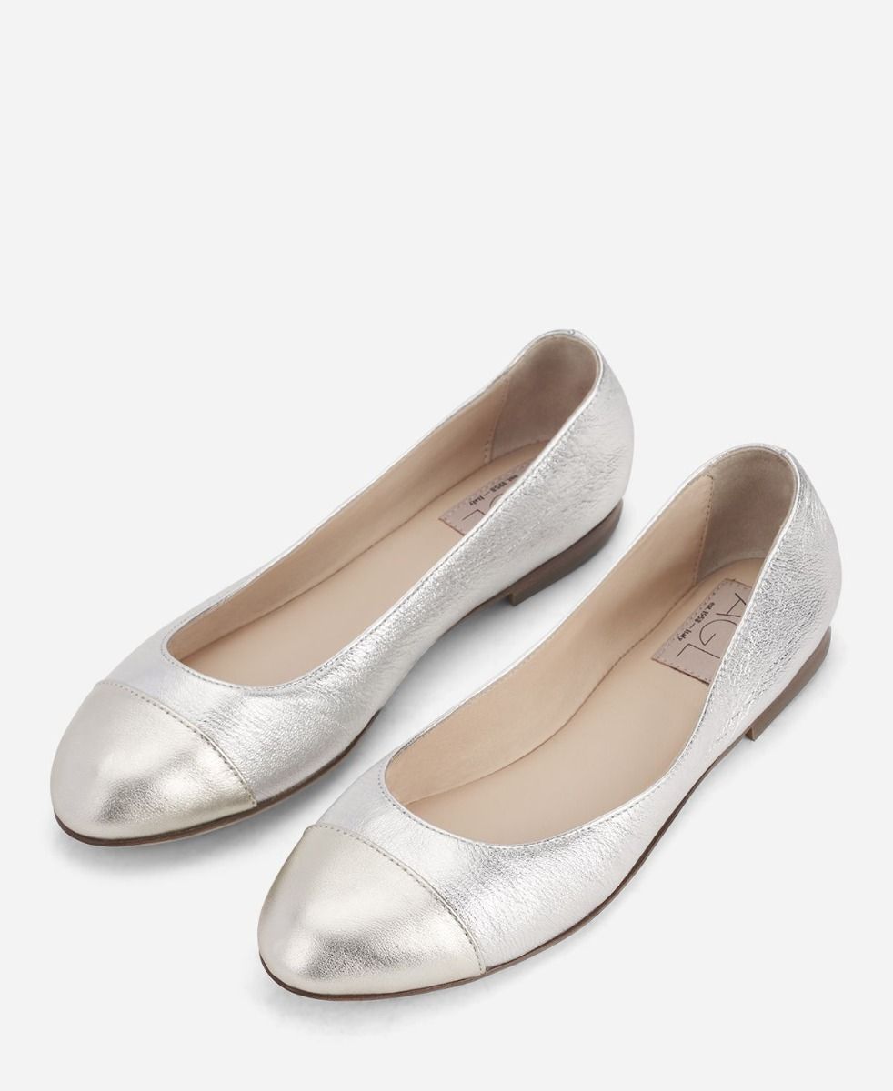 Leather ballet flat Silver Milly Bicolor | AGL Shoes