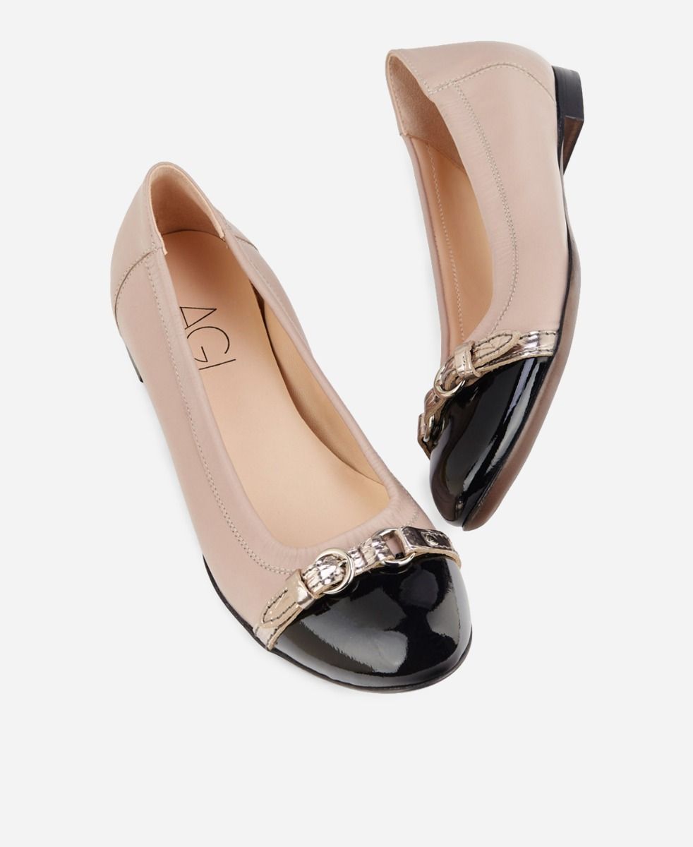 Cap toe ballet flat Beige MONIKA | AGL Shoes