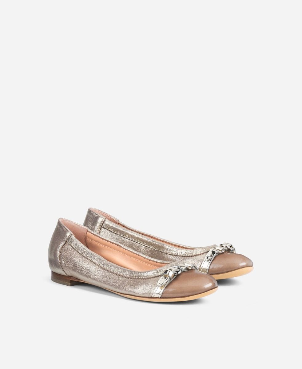 Cap toe ballet flat Taupe Monika | AGL Shoes