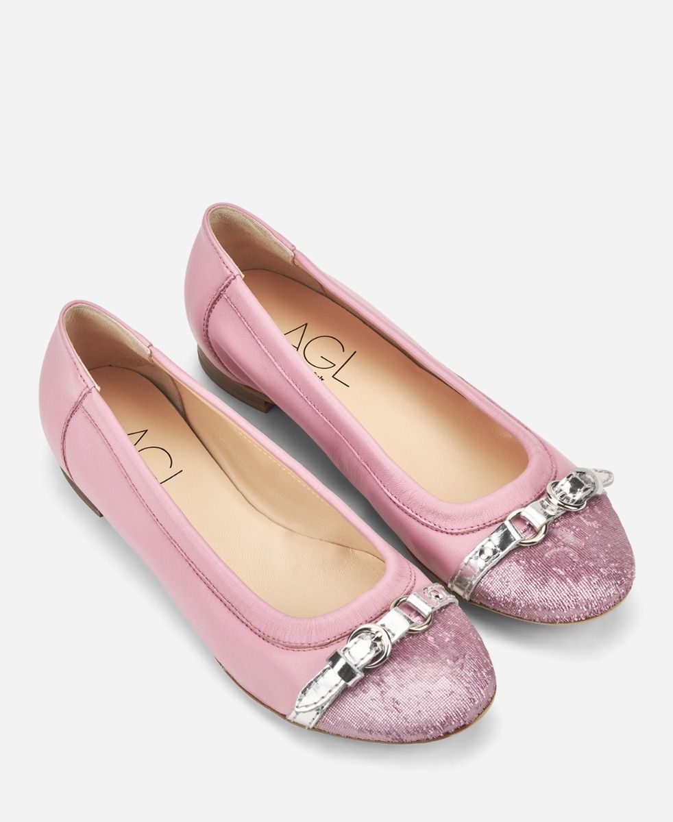 Cap toe ballet flat Pink Monika | AGL Shoes