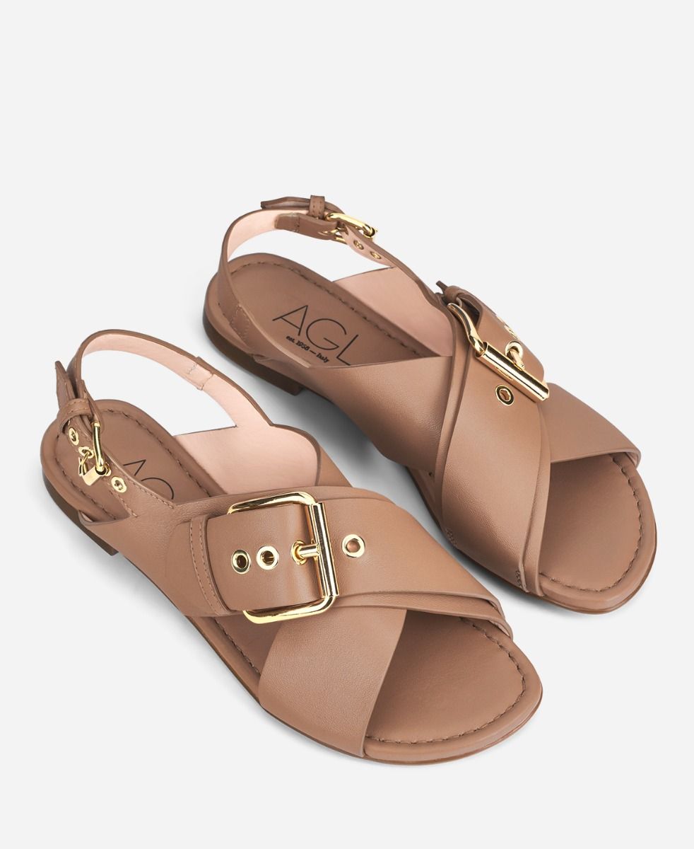 Criss cross sandal Cognac Summer Criss Cross | AGL Shoes