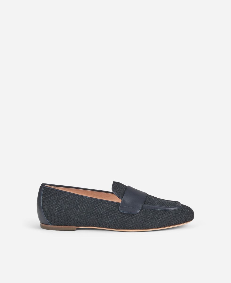 Loafer in fabric and leather Midnight Sheryl Raffia | AGL Shoes