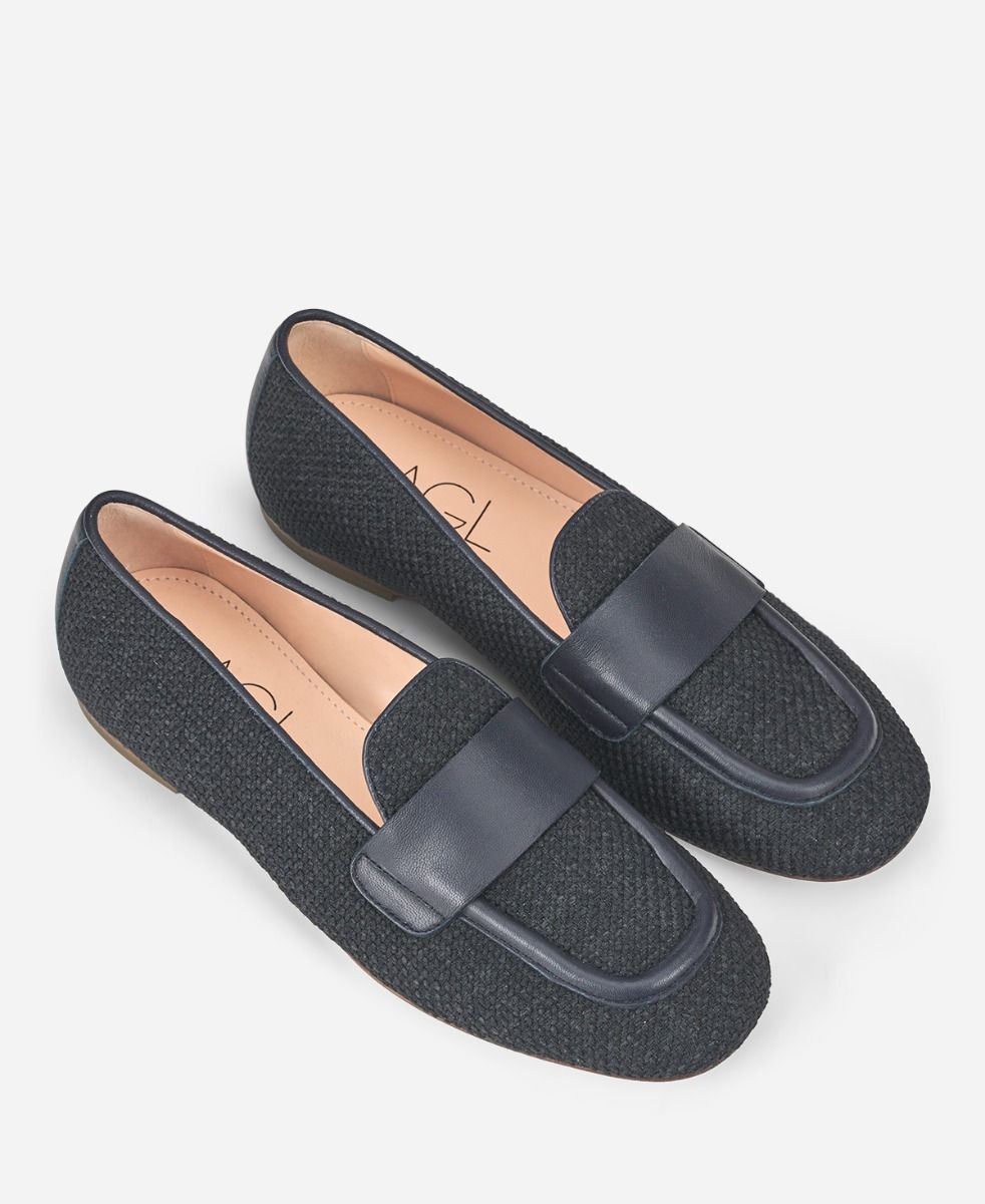 Loafer in fabric and leather Midnight Sheryl Raffia | AGL Shoes