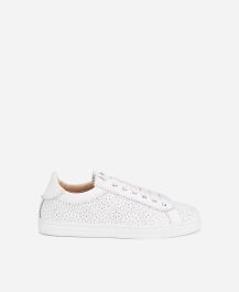 AYA213 Sneaker with woven texture White Sade Plots | AGL Shoes