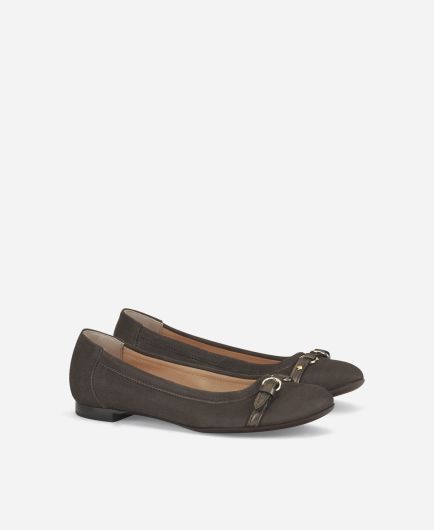 Tweed ballet flat Cognac Mae | AGL Shoes