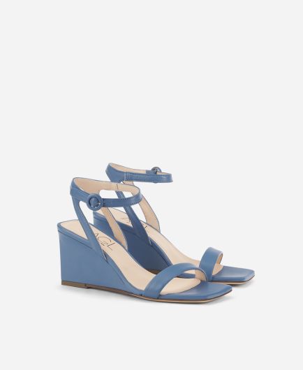 サンダル・ミュール AGL D675033PEKF056G461 Sandals Sandalo Con Fiori Tacco 80 Metallic wedge sandal Platinum Mimi Sandal | AGL Shoes
