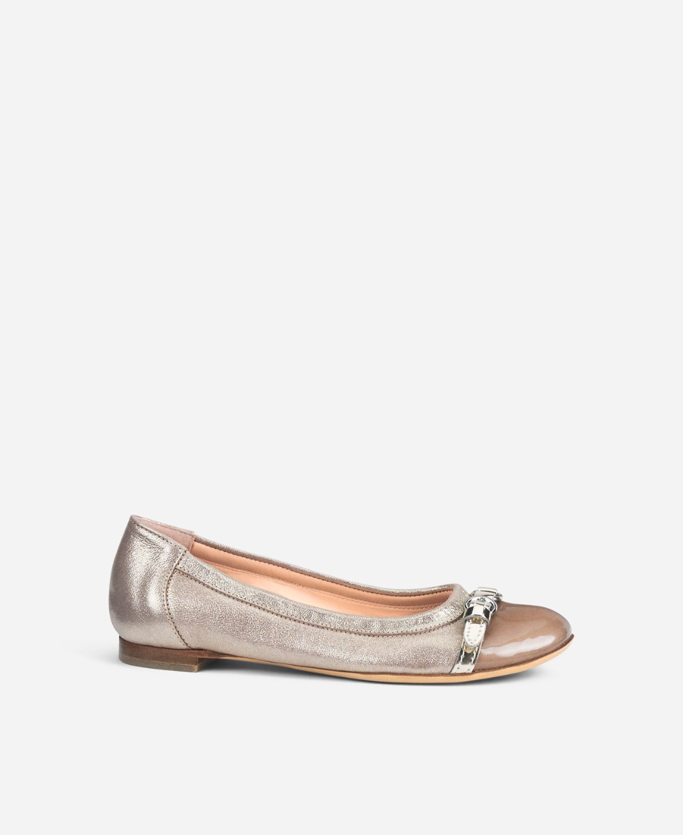 Cap toe ballet flat Taupe Monika | AGL Shoes