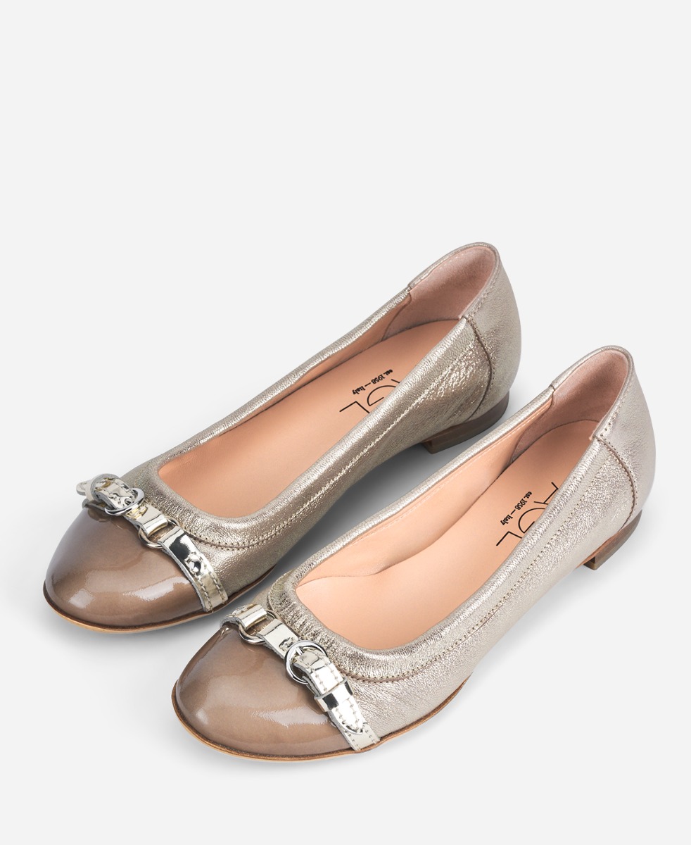 Cap toe ballet flat Taupe Monika | AGL Shoes