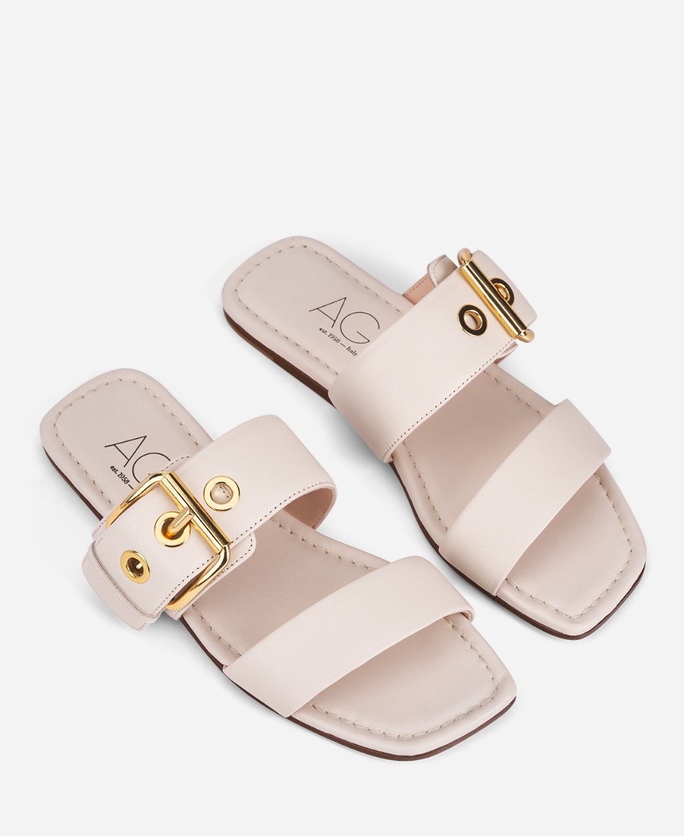 Maxi buckle sandal Ivory Elsy Buckles | AGL Shoes