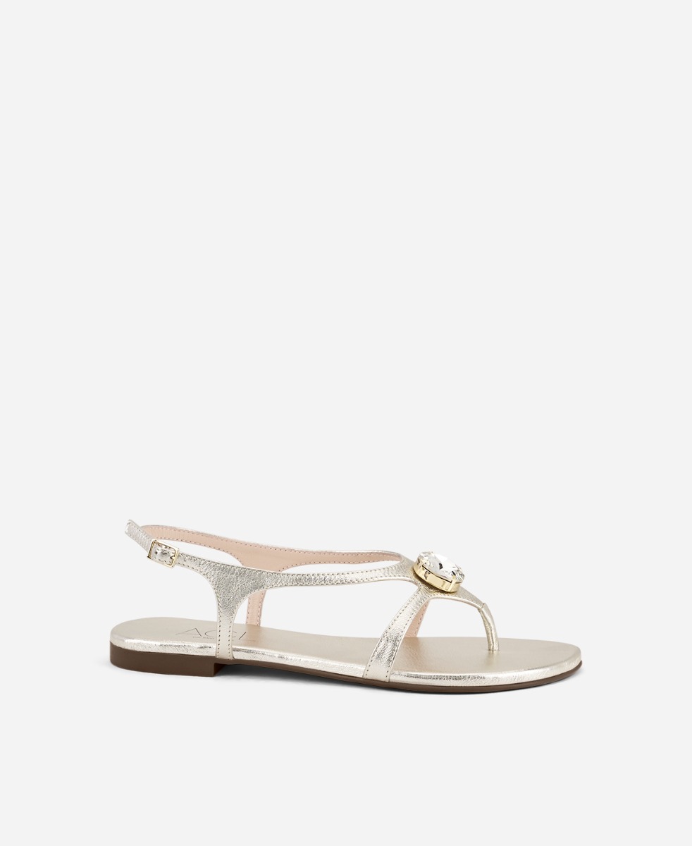 Flip-flops with crystal Platinum Summer Crystal | AGL Shoes