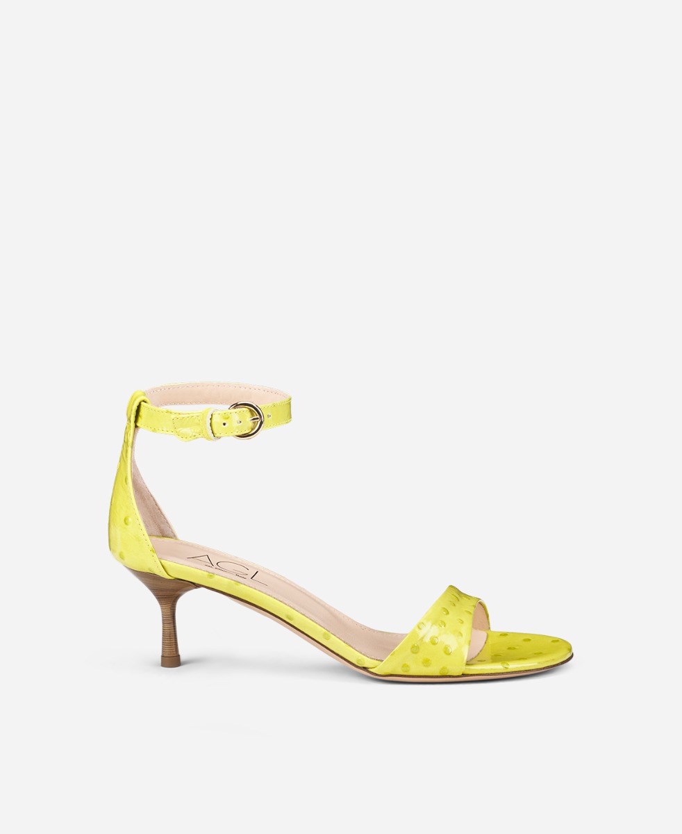 Leather heel sandal Yellow ANNABEL | AGL Shoes