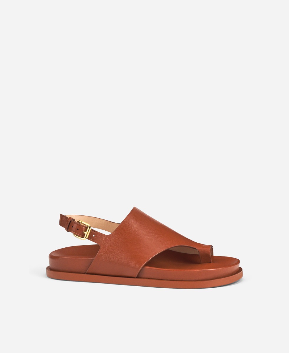 Asymmetrical thong Cognac Cristina Flip-Flops | AGL Shoes
