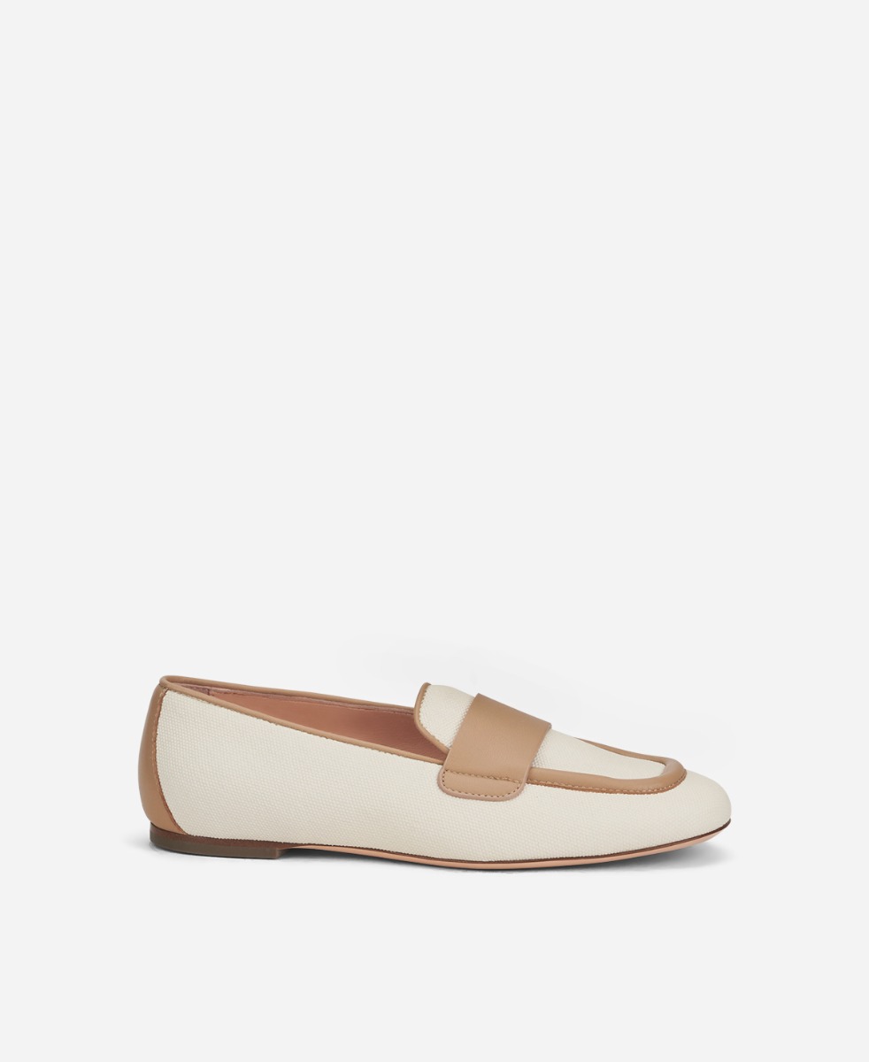 Water resistant Caoutchouc Moccasin Ivory Sheryl Raffia | AGL Shoes